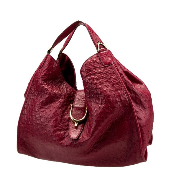 Rare Vintage Gucci Ostrich Leather Large Stirrup Hobo - Picture 9 of 10